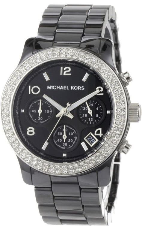 michael kors watches ladies black ceramic runway with glitz|Michael Kors Glitz Runway Chronograph Ceramic Black Dial .